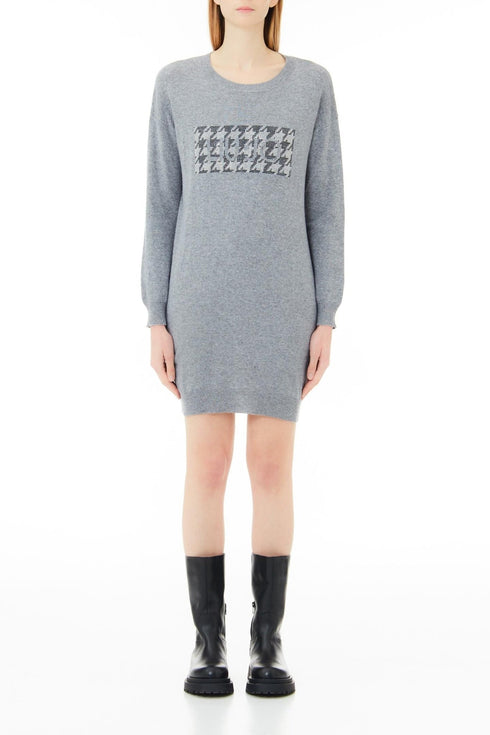 Liu Jo Abito midi Abito Donna con scritta Swarovski Grigio - Francavilla Moda